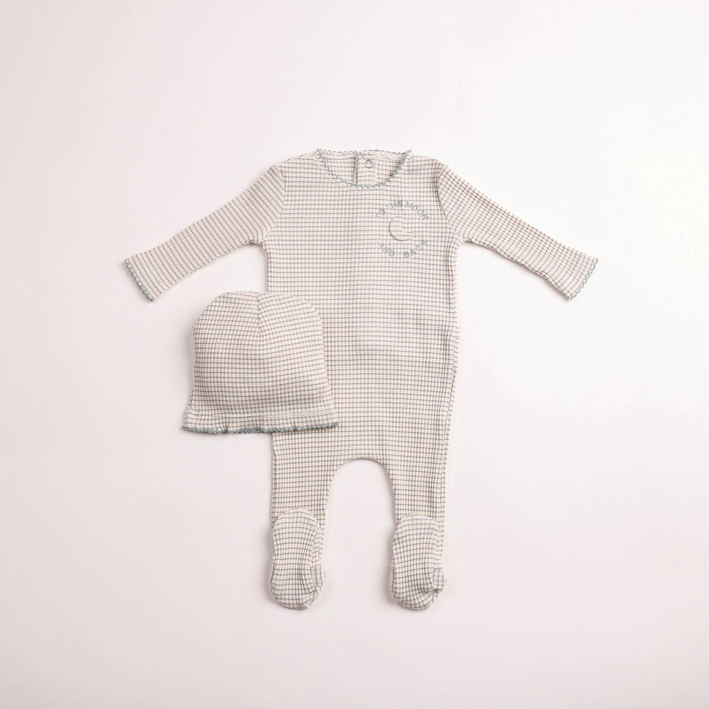 Bee & Dee To The Moon Footie And Beanie - London Fog