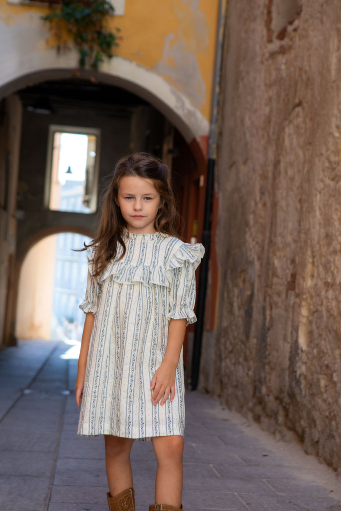 Cera Una Volta Raffaella Dress - Blue Stripes