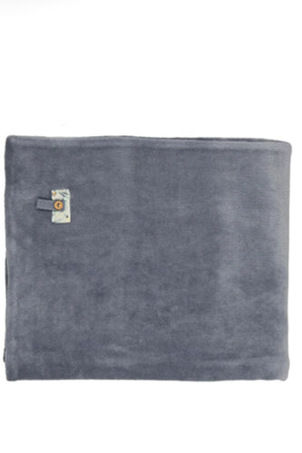 Bee & Dee Button Applique Velour Blanket-Storm Blue