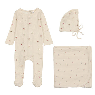 Bonjoy Printed Pointelle 3PC Set - Ivory Bouquet