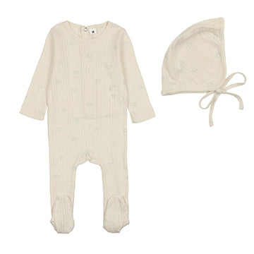 Bonjoy Printed Pointelle Footie & Bonnet - Stars
