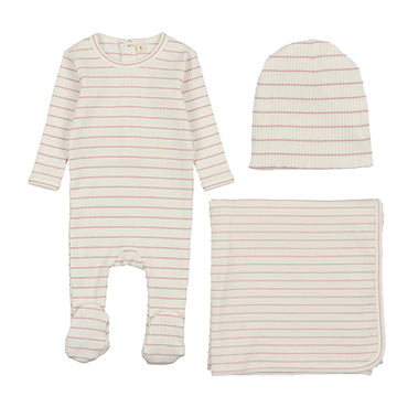 Bonjoy Ribbed Stripe 3PC Set - Mauve