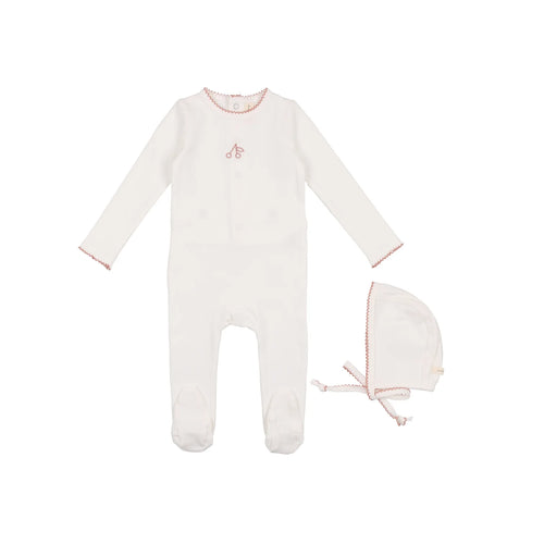 Lilette Rose Scallop Edge Footie + Hat