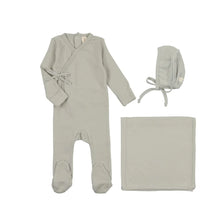 Load image into Gallery viewer, Lil Legs Pinpoint Wrapover Layette Set - Sea Blue