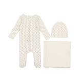 Lil Legs Ribbed Star Layette Set- White/Pink
