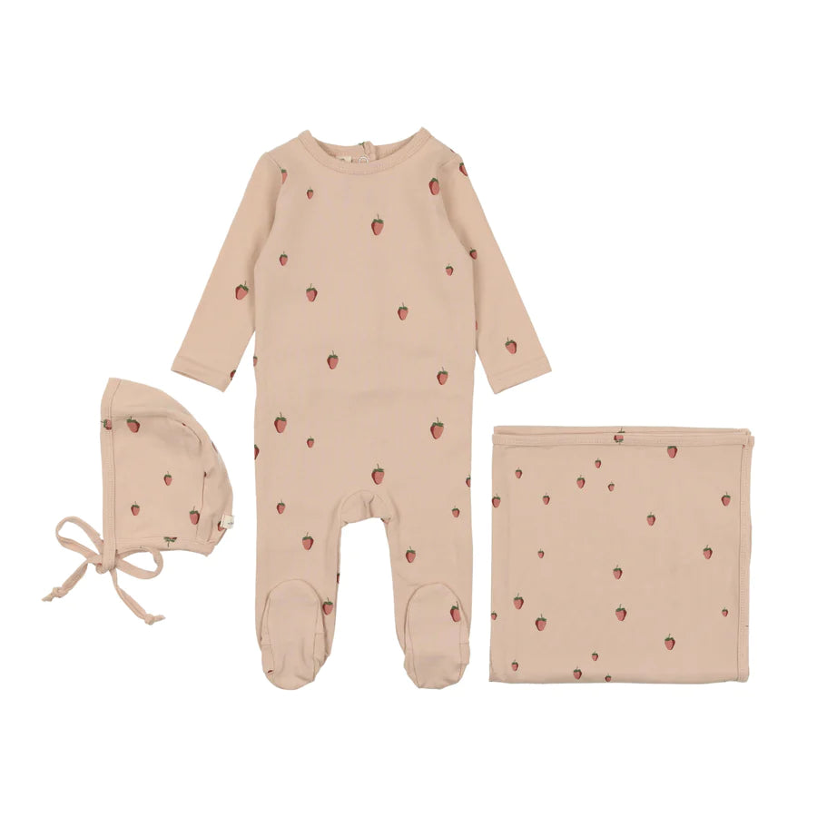 Lil Legs Peach/Strawberry Printed Fruit Layette Set