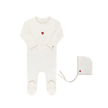 Load image into Gallery viewer, Ely&#39;s &amp; Co Cotton- Embroidered Heart and Star Footie &amp; Hat - Heart/Ivory