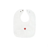 Ely's & Co Cotton- Embroidered Heart and Star Bib - Ivory/Heart