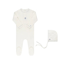 Load image into Gallery viewer, Ely&#39;s &amp; Co Cotton- Embroidered Heart and Star Footie &amp; Hat - Star/Ivory