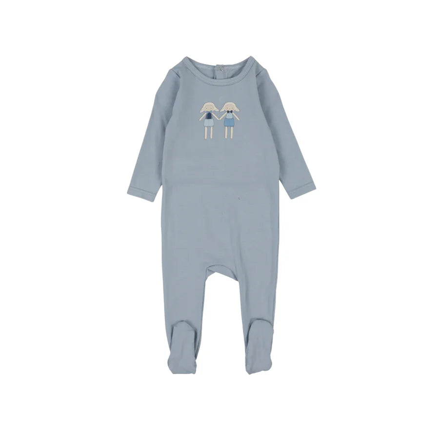 Lil Legs Printed Footie - Blue Windowpane main image 0