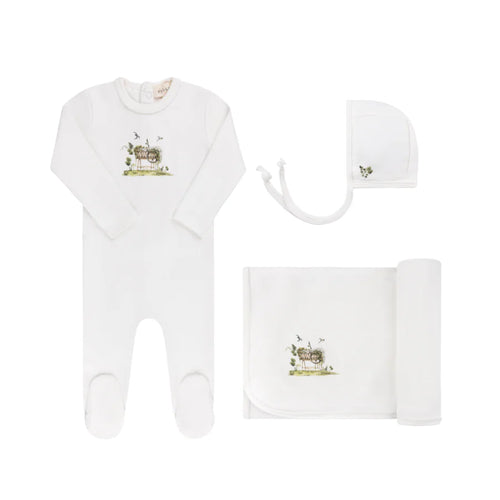 Ely's & Co Watercolour Cradle Collection 3PC Layette Set - Ivory Boy