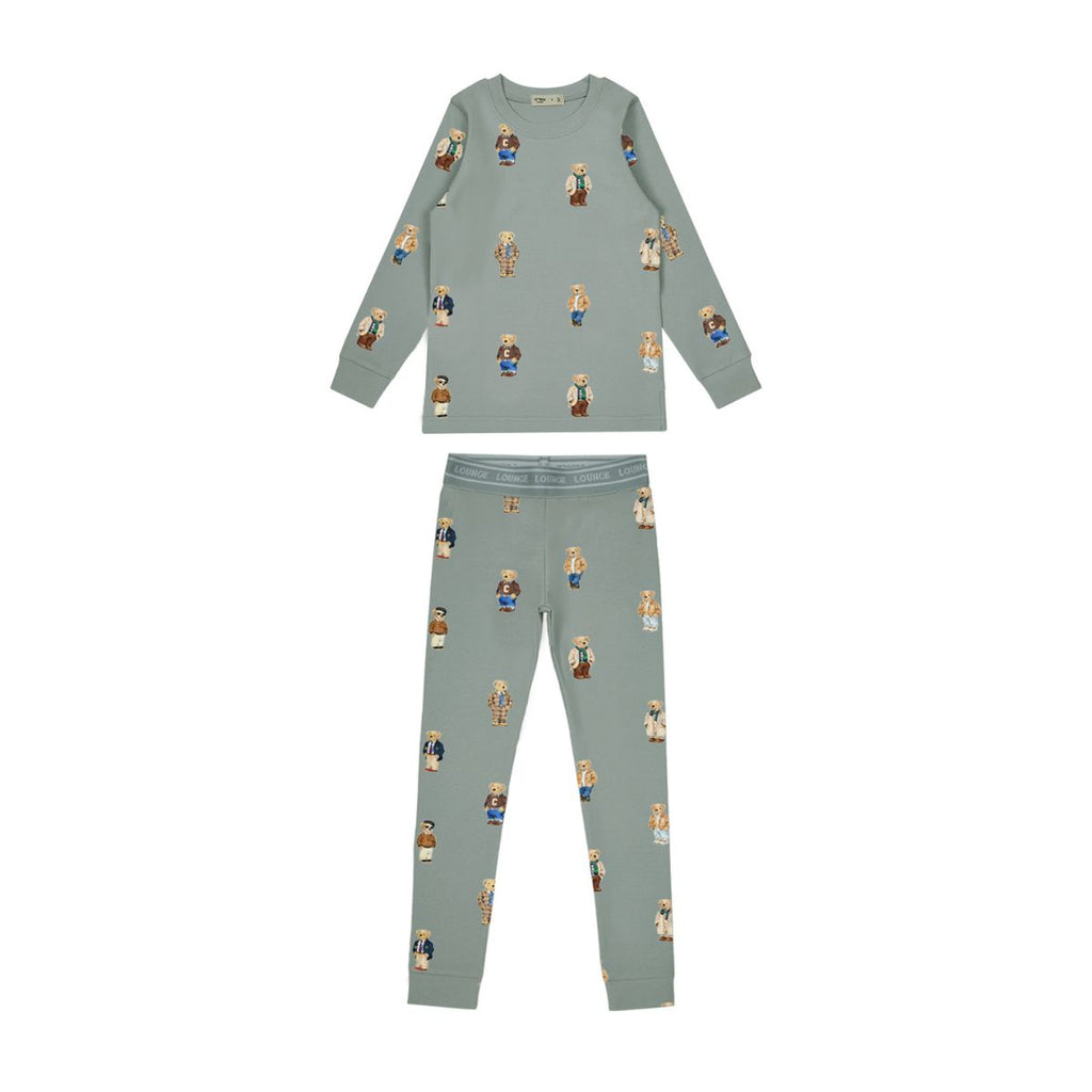 Crew Lounge Teddy Pattern Lounge Crewneck Set - Jade