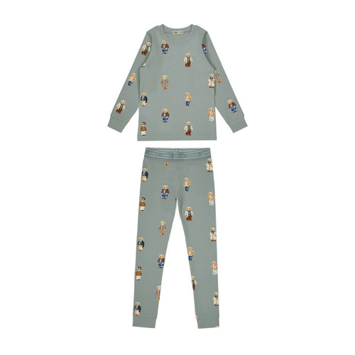 Crew Lounge Teddy Pattern Lounge Crewneck Set - Jade