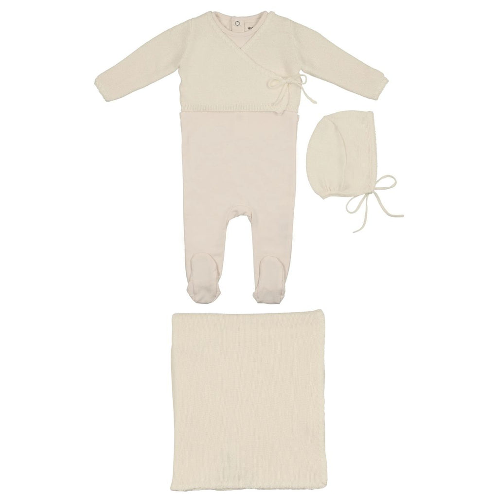 Mema Knits Embroidered Edge Knit Four Piece Set  - Ivory