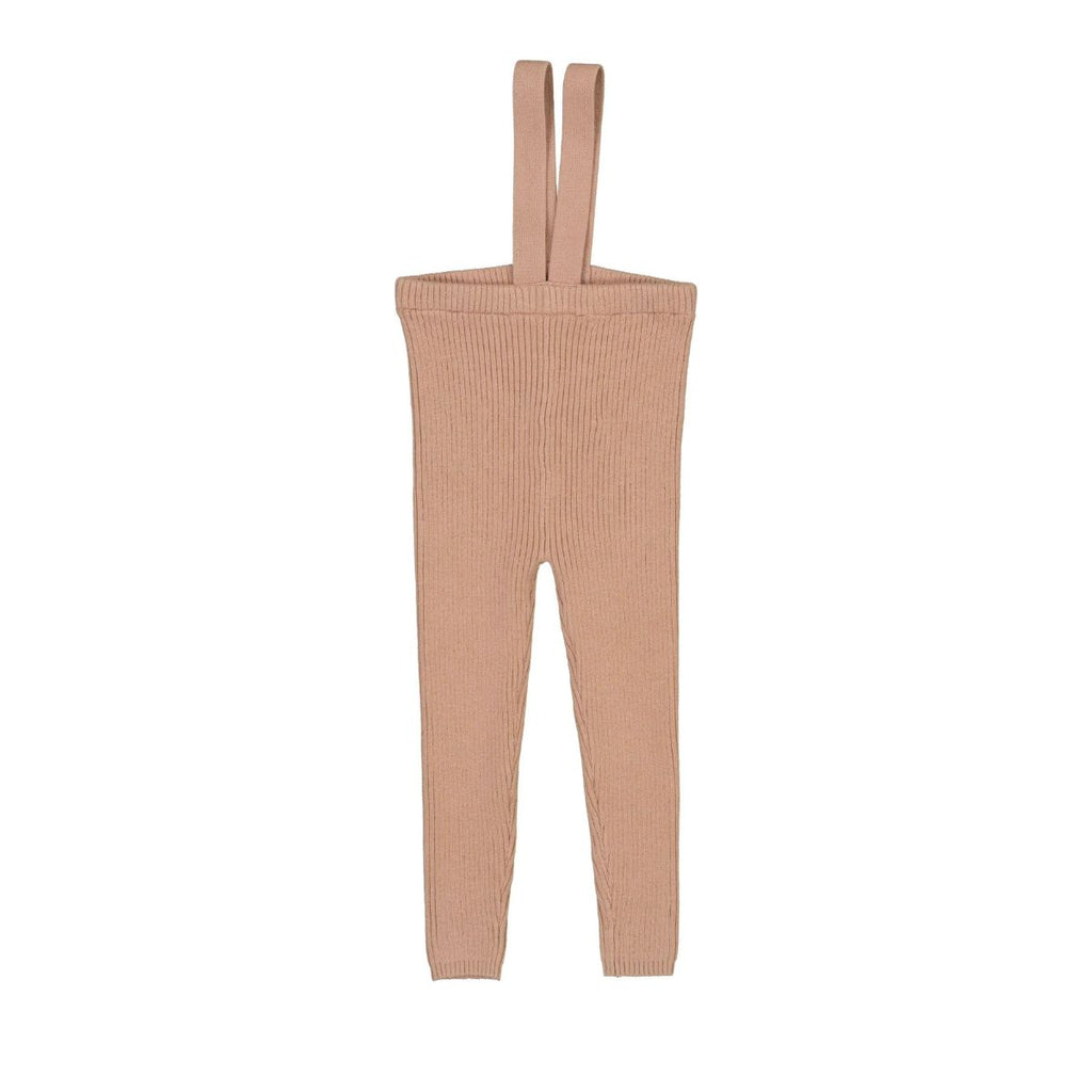Lil Legs Knit Suspender Leggings - Dried Rose