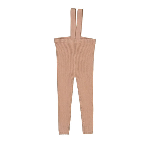 Lil Legs Knit Suspender Leggings - Dried Rose