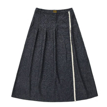 Load image into Gallery viewer, Coco Blanc Navy Marled Side Fringe Skirt