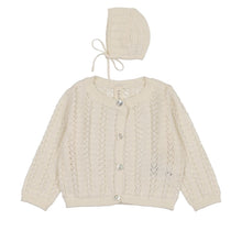 Load image into Gallery viewer, Lilette Crochet Knit Shrug And Bonnet - Cream