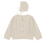 Lilette Crochet Knit Shrug And Bonnet - Cream