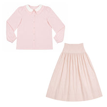 Load image into Gallery viewer, Little Tempest Teens Taffeta Double Collar Shirt And Structured Maxi Skirt Set - Antique Pink