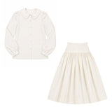 Little Tempest Teens Taffeta Double Collar Shirt And Structured Maxi Skirt Set - Cream