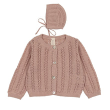 Load image into Gallery viewer, Lilette Crochet Knit Shrug And Bonnet - Dusty Pink