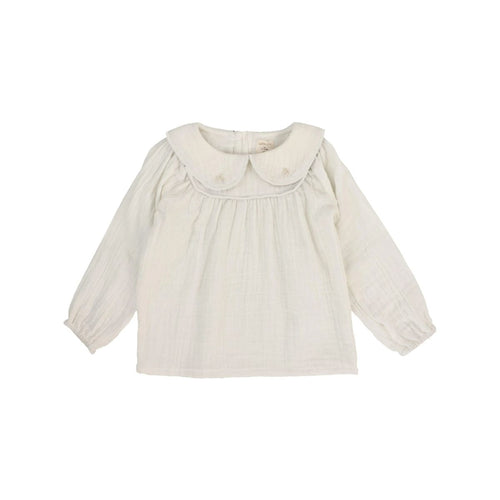Lil Legs Girls Embroidered Shirt - Cream/Rose