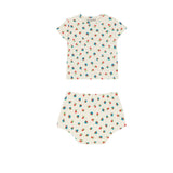 The Campamento Small Flowers Allover Baby T-Shirt And Bloomer - Ecru