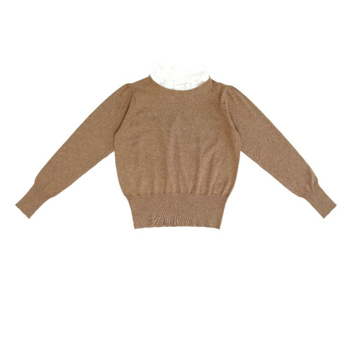 Coco Blanc Mocha Ruffle Collar Sweater
