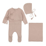 Bee & Dee Soft Cable Knit Layette Set - Marled Pink