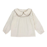 Lil Legs Girls Embroidered Shirt - Cream/Misty Oat