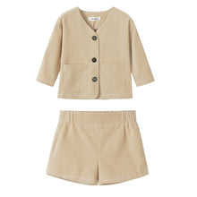 Load image into Gallery viewer, NouNelle Crushed Velour Tan Blazer And Shorts