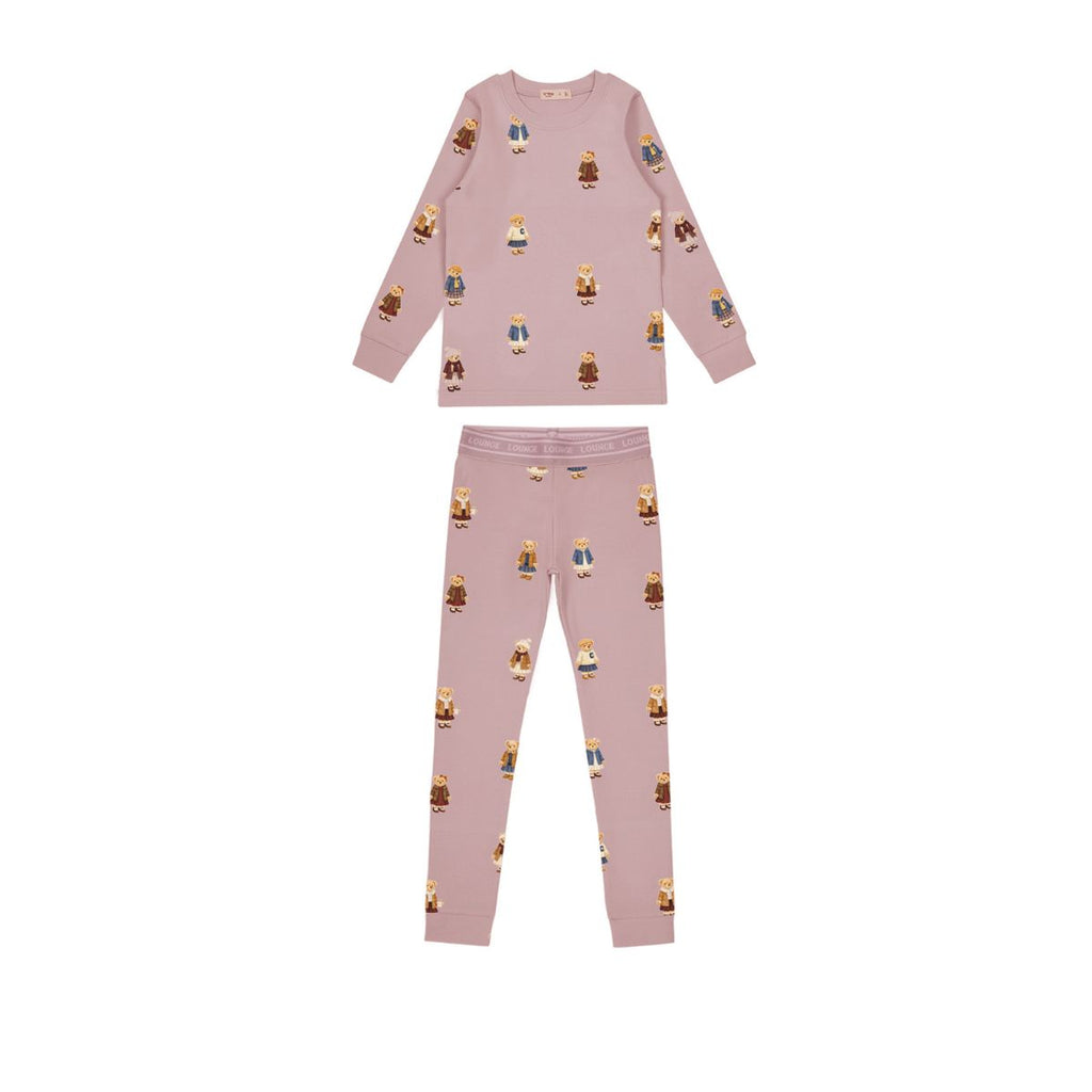 Crew Lounge Teddy Pattern Lounge Crewneck Set - Dusk