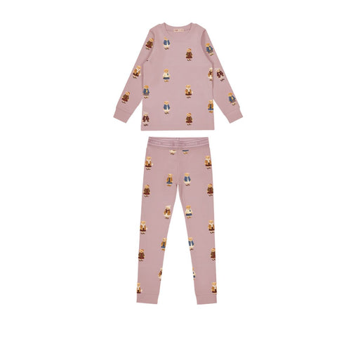 Crew Lounge Teddy Pattern Lounge Crewneck Set - Dusk
