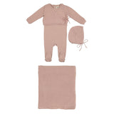 Mema Knits Embroidered Edge Knit Four Piece Set - Pale Pink