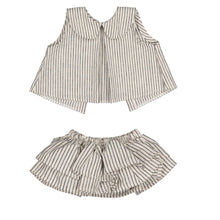 Load image into Gallery viewer, Cotton Little Things Round Collar Baby Blouse And Ruffle Bloomer Set- Pinstripes *runs big*