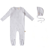 Citrine Stem Flower Footie And Hat - Blue/White