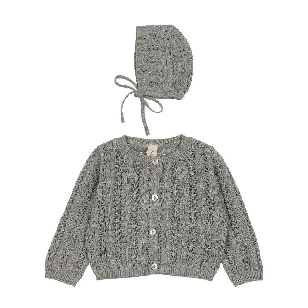 Lilette Crochet Knit Shrug And Bonnet - Light Blue