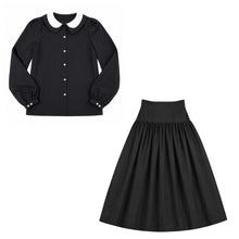 Load image into Gallery viewer, Little Tempest Teens Taffeta Double Collar Shirt And Structured Maxi Skirt Set - Black