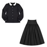 Little Tempest Teens Taffeta Double Collar Shirt And Structured Maxi Skirt Set - Black