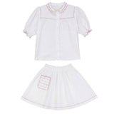 Calla Lili Girls Linen Scallop Blouse And Skirt Set