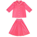 Little Parni Pico Smocking Teen MAXI Signature Shirt And Skirt Set (K642 & K644) - Pink