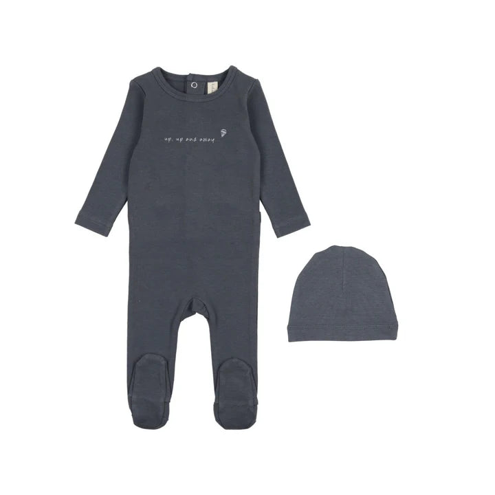 Lilette Up Up And Away Footie & Beanie Set - Off Navy