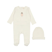 Load image into Gallery viewer, Lil Legs Embroidered Footie and Beanie Set - White Doll