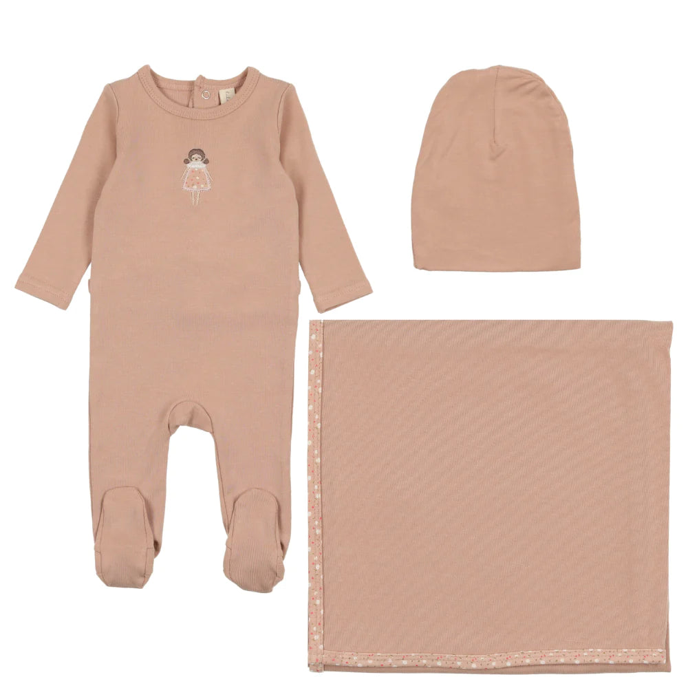 Lil Legs Embroidered Layette Set - Pink Doll