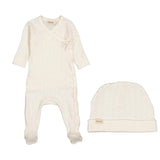 Marmar Modal Pointelle Footies & Hat - Flour White