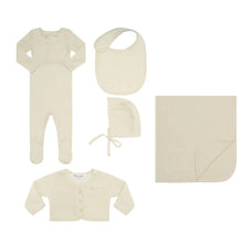 Load image into Gallery viewer, Little Parni Baby Velour Footie and Cardigan Layette Set K458 - Ivory