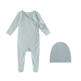 Oubon Blue All Over Dot Print Footie And Hat