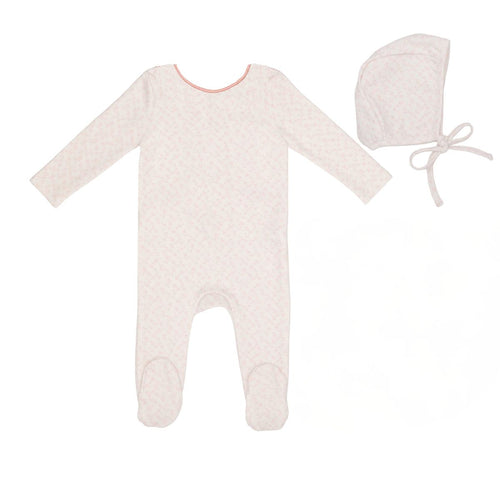 Mini Label Girls All Over Floral Print Footie And Hat