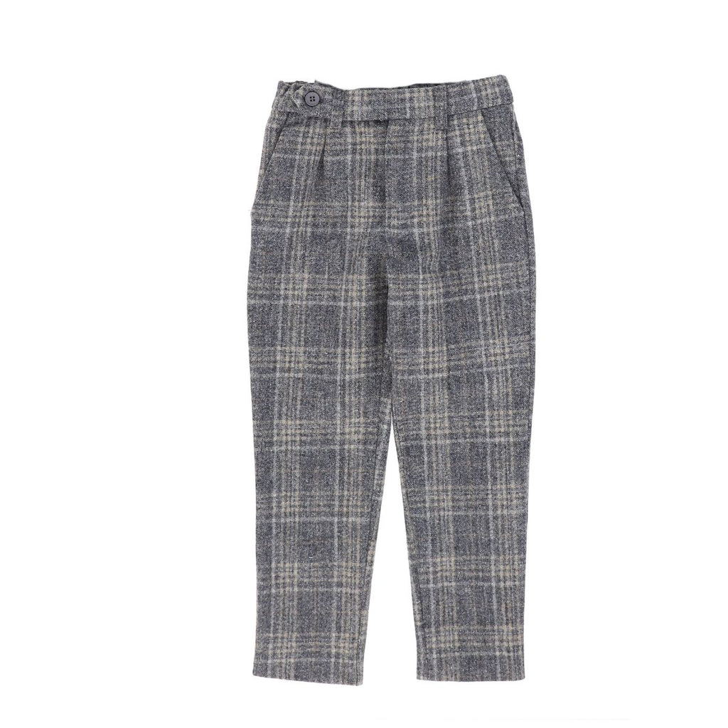 Le Bourdon Plaid Print Pant - Grey